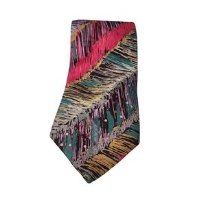 Vint Eagle Shirtmakers Silk Tie Abstract Brushstroke Pink Teal Geometric Canada